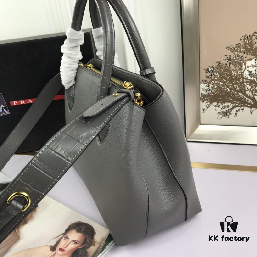 6930bfda6e68136f4d9aefdf 2020 New Arrival Prada-Style Handbag, Model 66153, Premium Calfskin with Glossy Crocodile Texture, Spacious Design with Interior Compartment