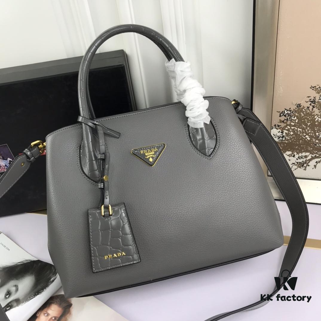 6930bfda6e68136f4d9aefe0 2020 New Arrival Prada-Style Handbag, Model 66153, Premium Calfskin with Glossy Crocodile Texture, Spacious Design with Interior Compartment