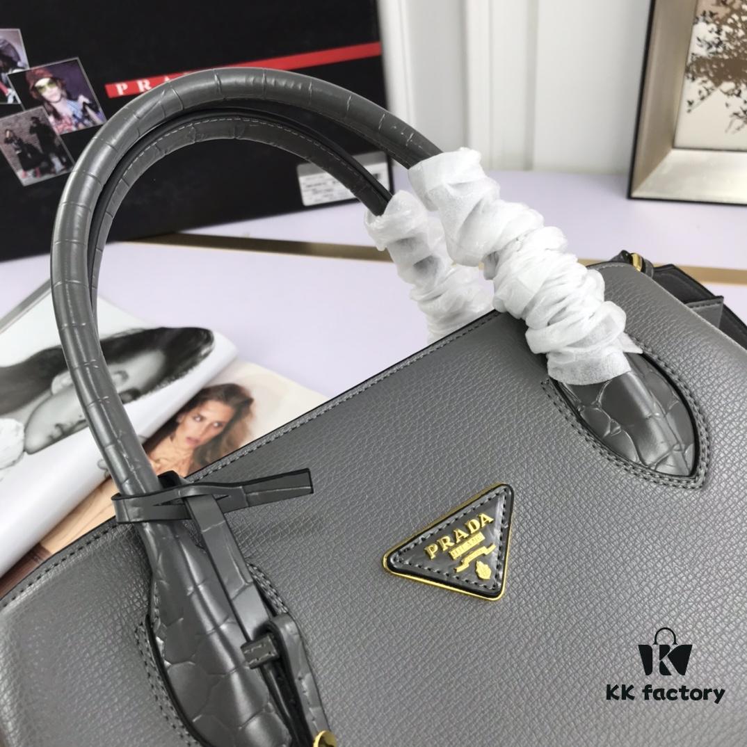 6930bfdb6e68136f4d9aefe2 2020 New Arrival Prada-Style Handbag, Model 66153, Premium Calfskin with Glossy Crocodile Texture, Spacious Design with Interior Compartment