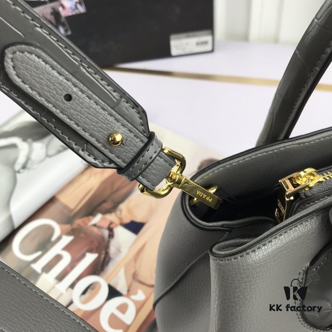 6930bfdc6e68136f4d9aefe5 2020 New Arrival Prada-Style Handbag, Model 66153, Premium Calfskin with Glossy Crocodile Texture, Spacious Design with Interior Compartment