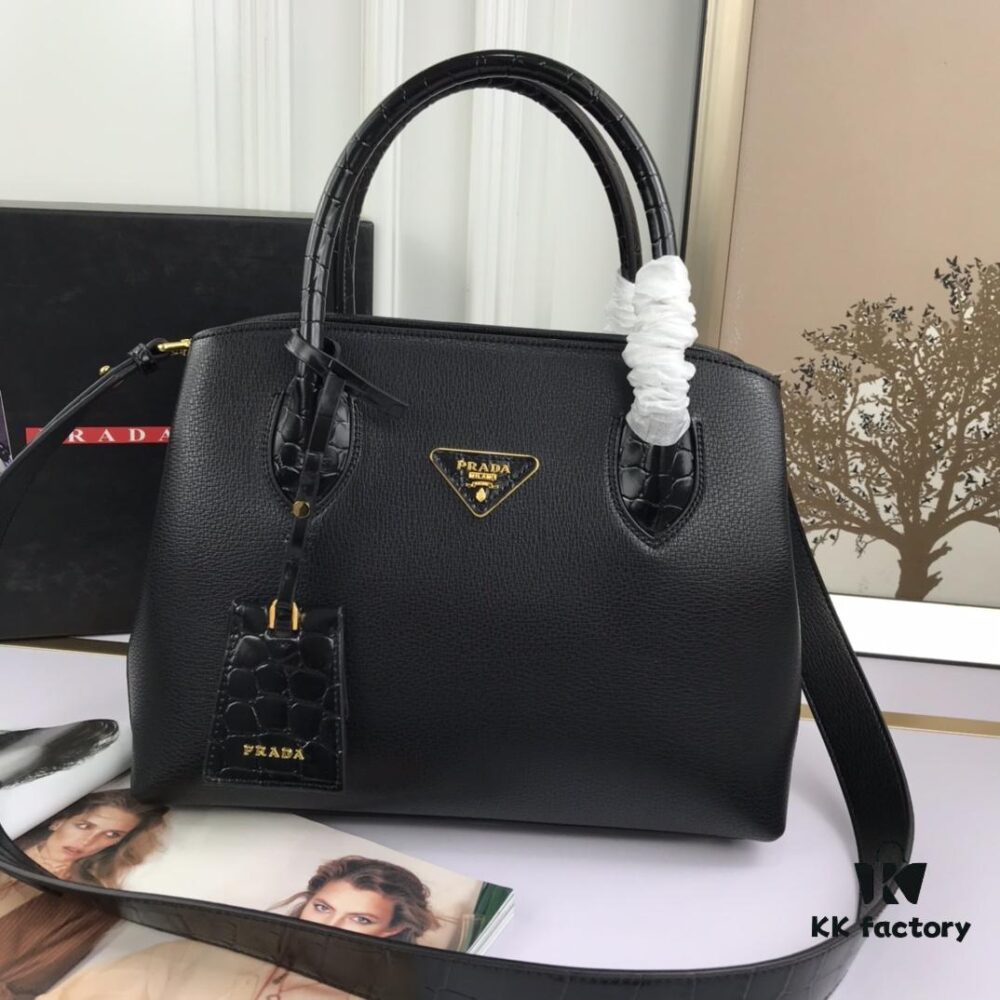6930bfe06e68136f4d9aefed New Arrival 2020 PRADA Hot Global Launch - Model 66153, 30*24*14cm, Premium Calfskin with Glossy Crocodile Texture