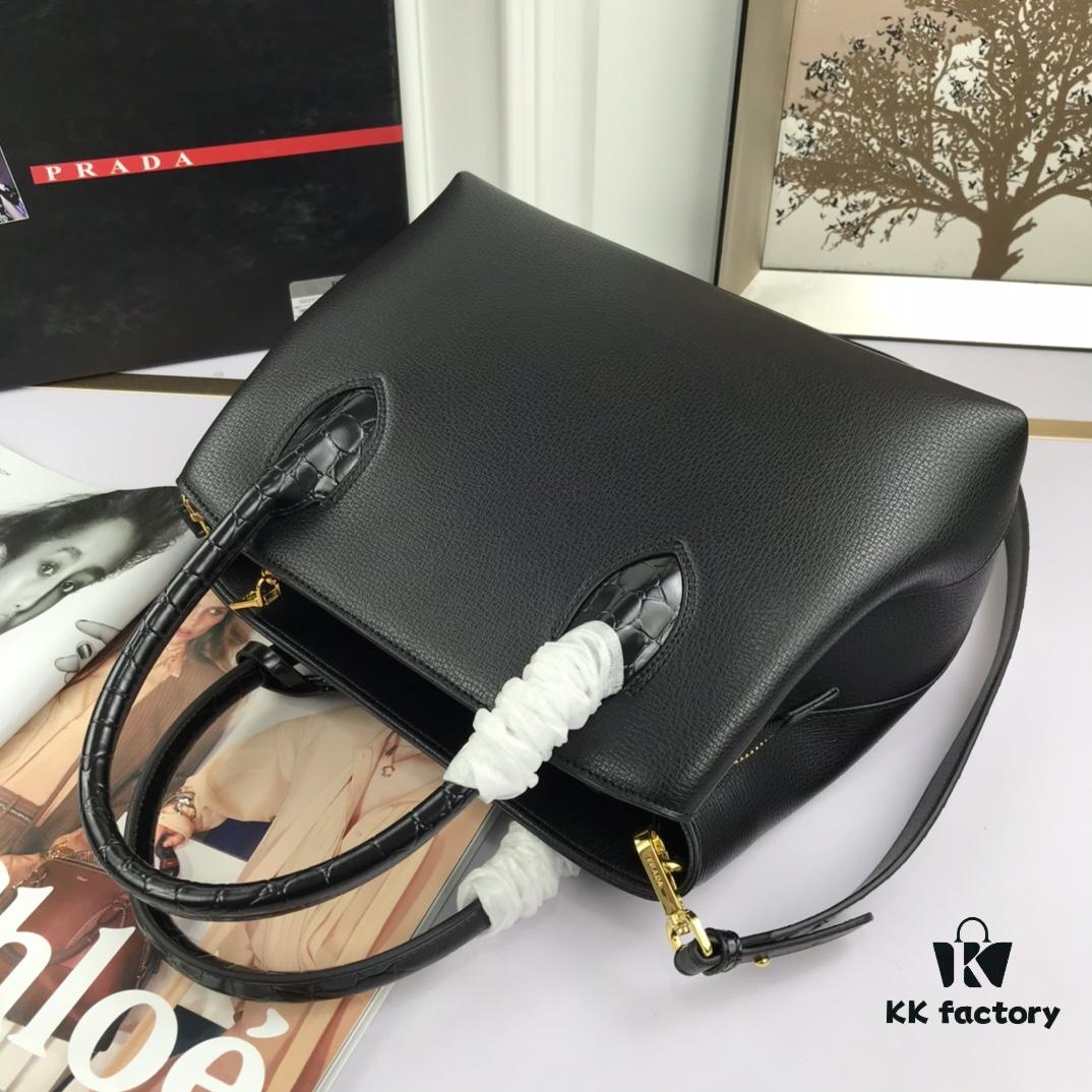 6930bfe16e68136f4d9aeff0 New Arrival 2020 PRADA Hot Global Launch - Model 66153, 30*24*14cm, Premium Calfskin with Glossy Crocodile Texture