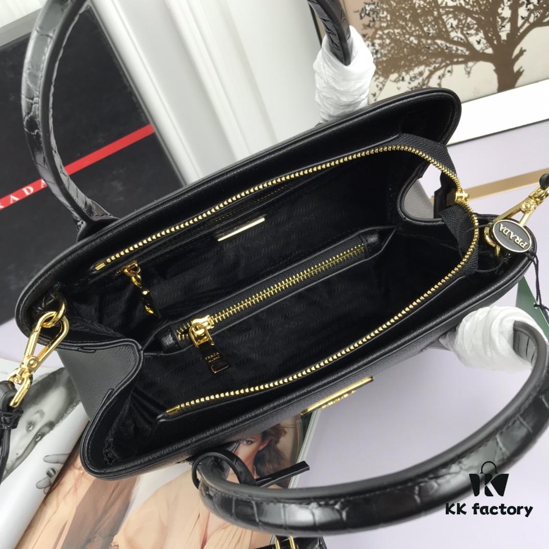 6930bfe56e68136f4d9aeff4 New Arrival 2020 PRADA Hot Global Launch - Model 66153, 30*24*14cm, Premium Calfskin with Glossy Crocodile Texture