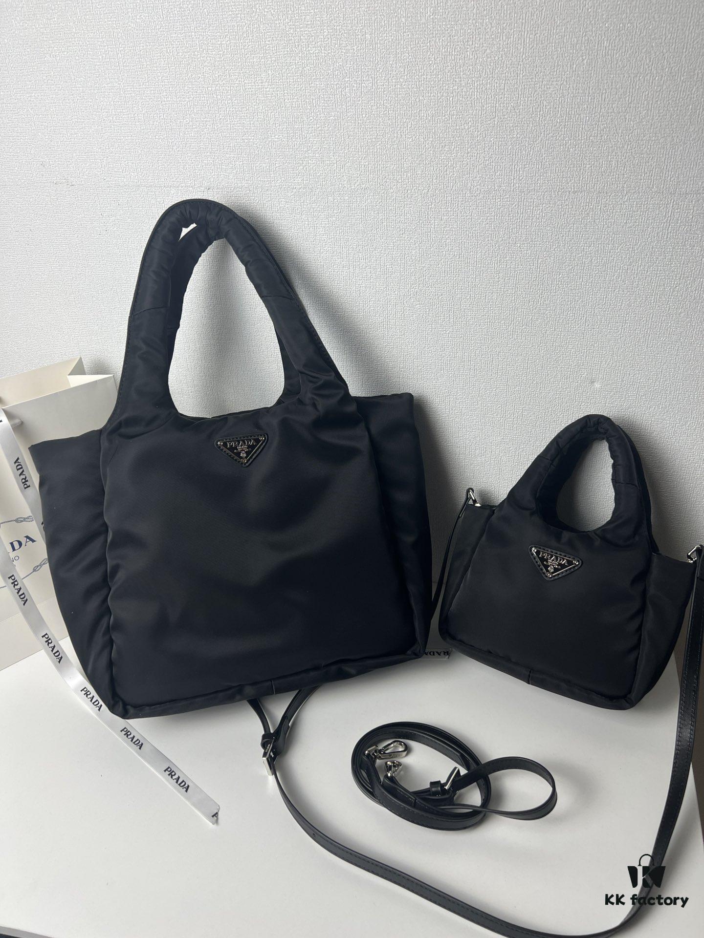 6930c0df6e68136f4d9af1a4 Prada Nylon Cotton Tote Bag (with Long Shoulder Strap)