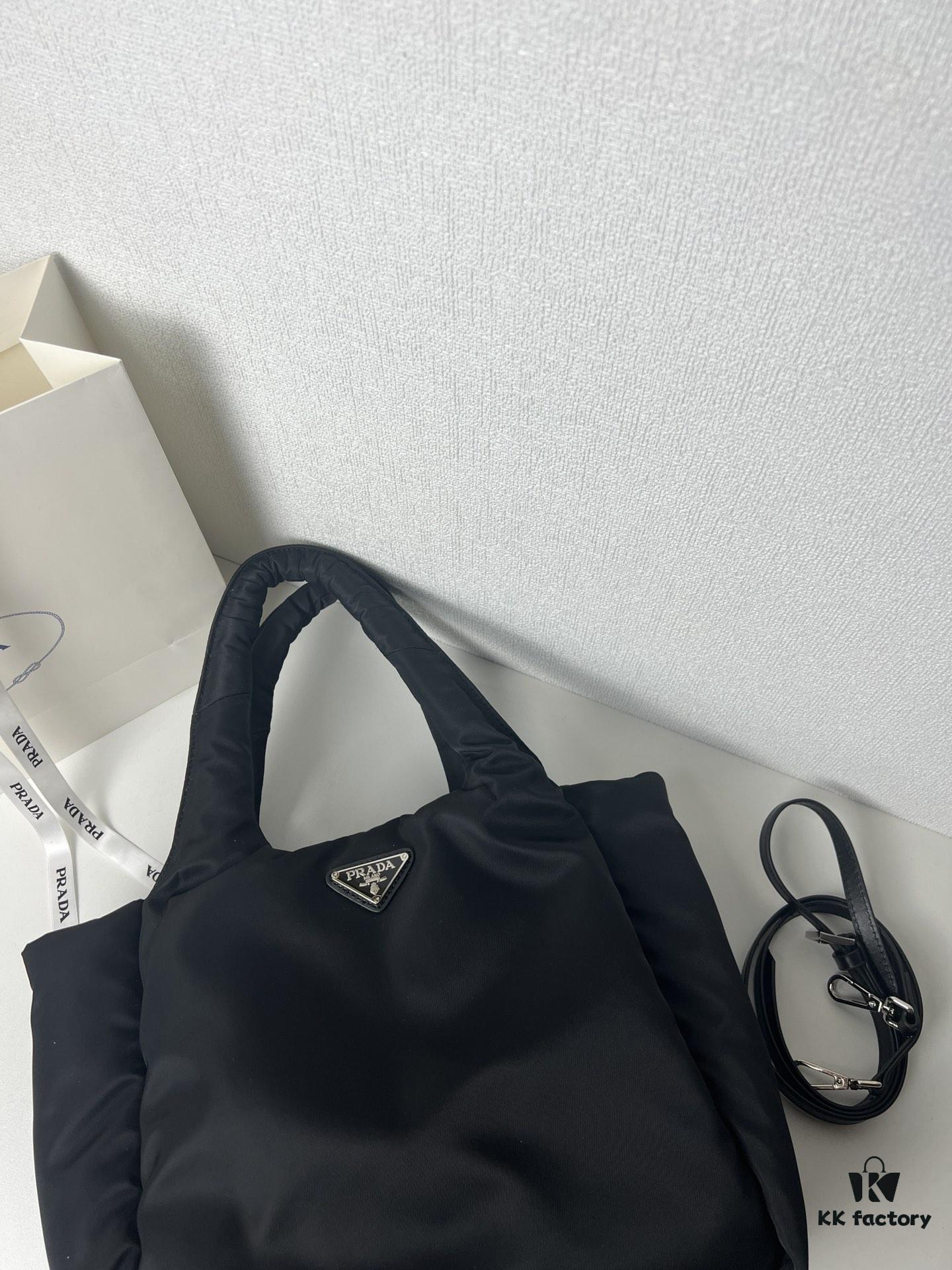 6930c0e06e68136f4d9af1a5 Prada Nylon Cotton Tote Bag (with Long Shoulder Strap)