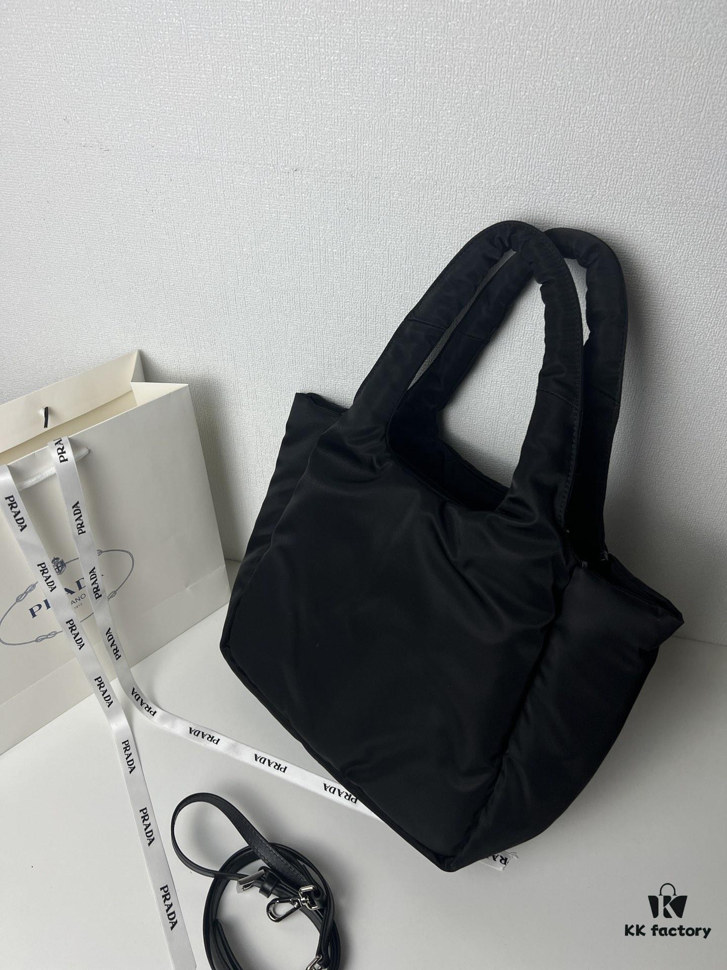 6930c0e06e68136f4d9af1a6 Prada Nylon Cotton Tote Bag (with Long Shoulder Strap)