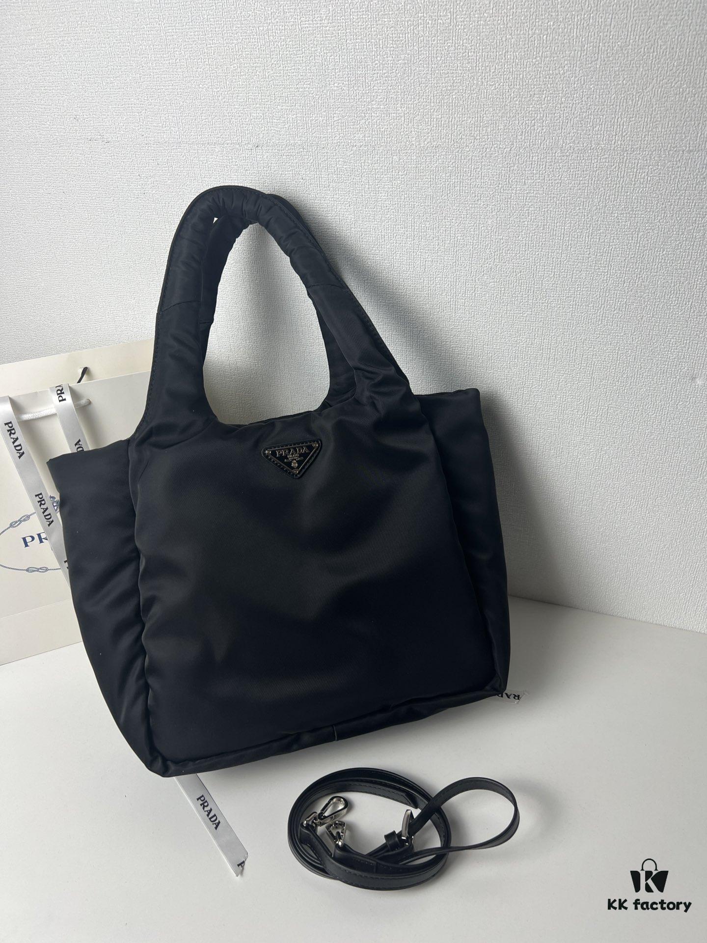 6930c0e46e68136f4d9af1ad Prada Nylon Cotton Tote Bag (with Long Shoulder Strap)