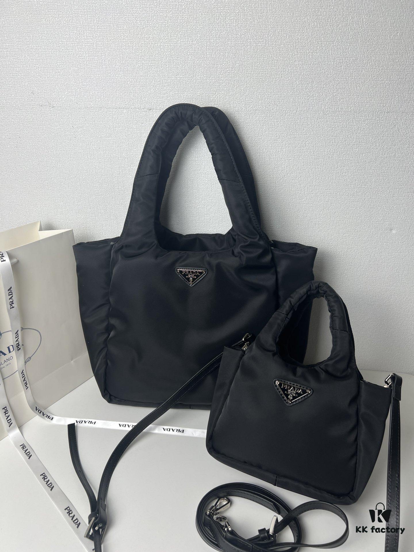 6930c0e56e68136f4d9af1ae Prada Nylon Cotton Tote Bag (with Long Shoulder Strap)