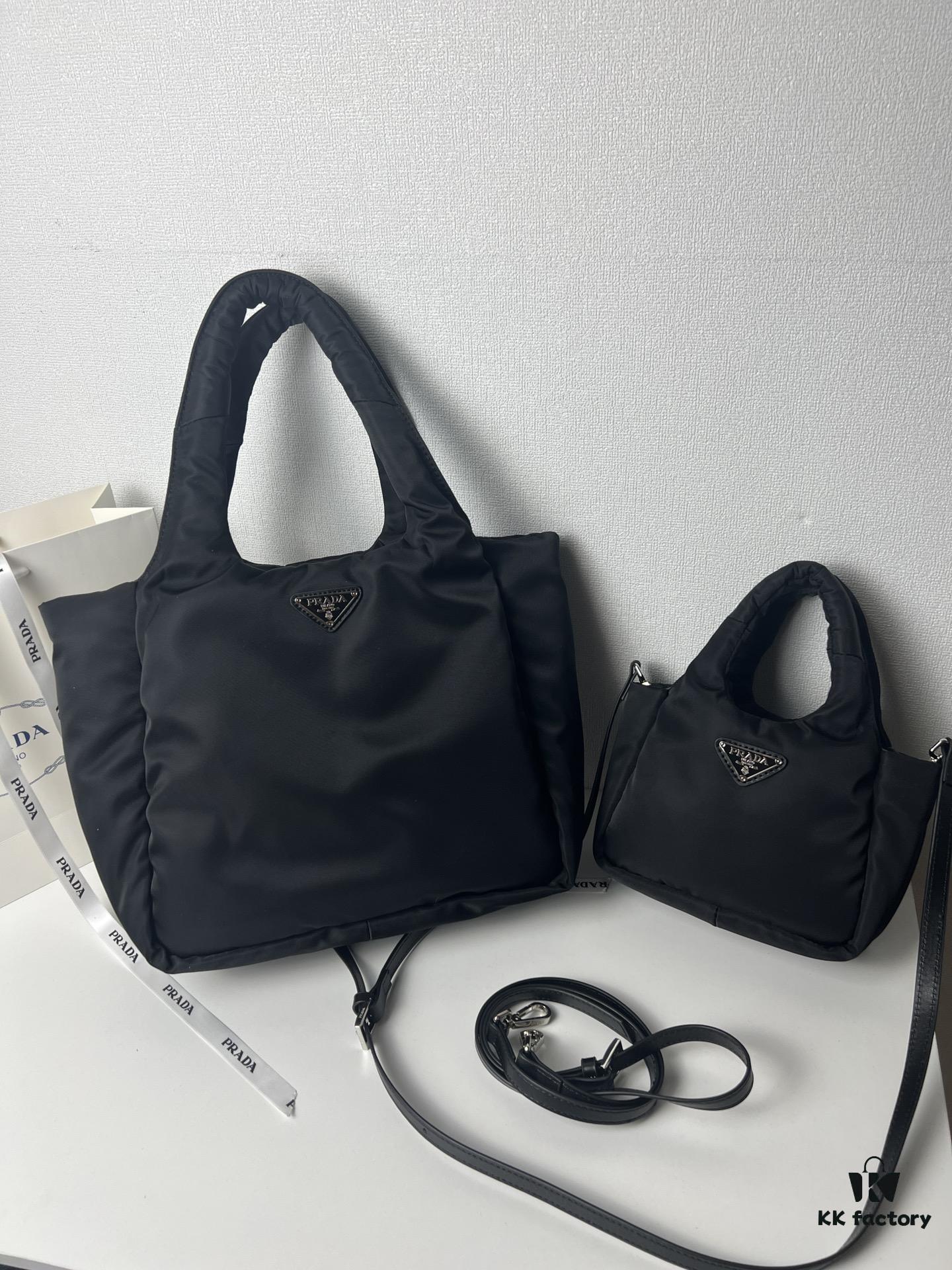6930c0f36e68136f4d9af1c5 Prada Nylon Cotton Tote Bag (with Long Shoulder Strap)