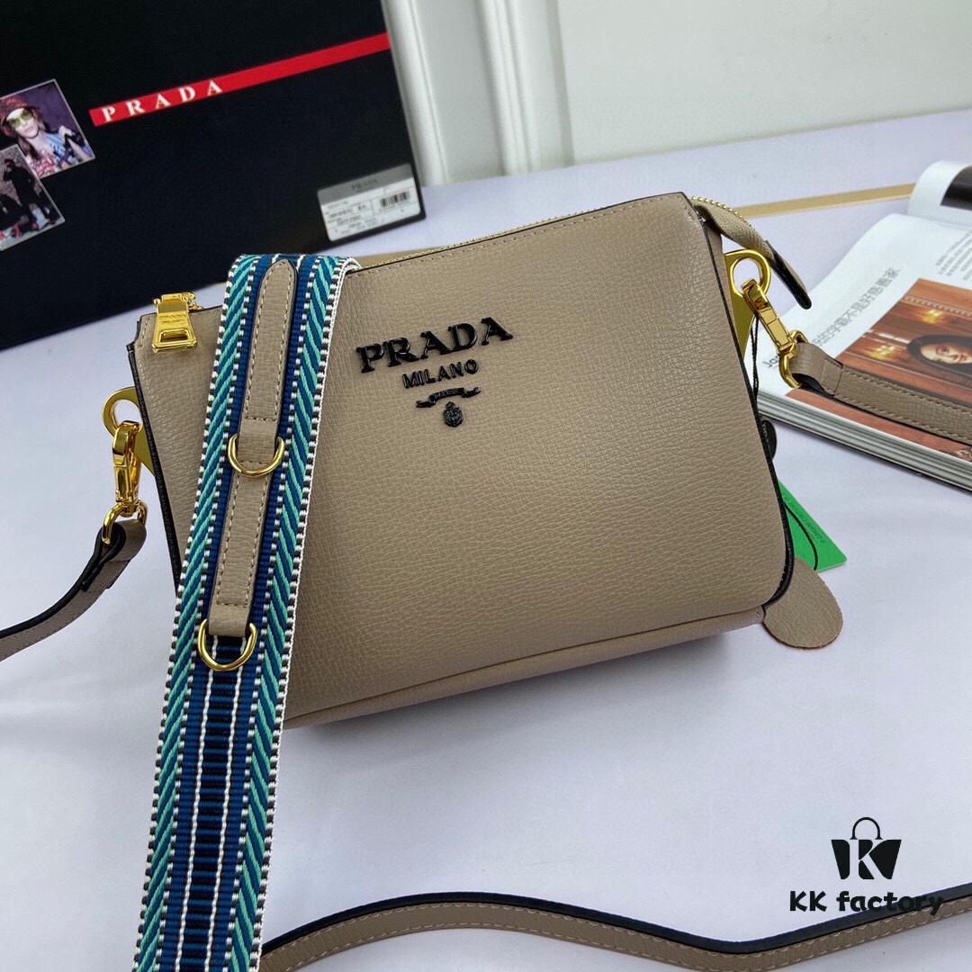 6930c1086e68136f4d9af1e8 New Prada Flip Shoulder Crossbody Bag Model 66136 with Two Straps, Striped Strap and Genuine Leather Women's Handbag, 2019 Summer Fashion Shoulder Bag