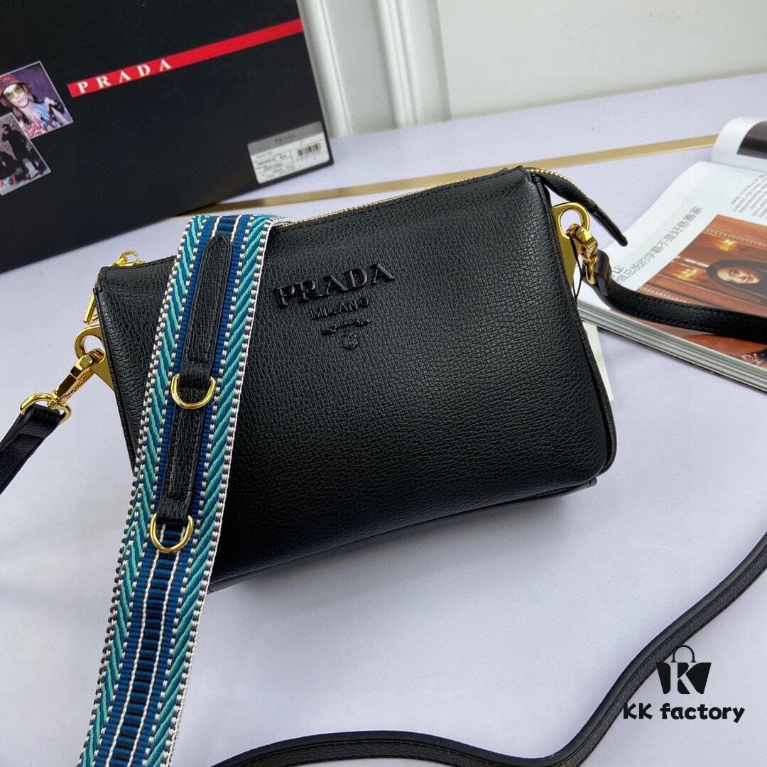 6930c10a6e68136f4d9af1ea New Prada Flip Shoulder Crossbody Bag Model 66136 with Two Straps, Striped Strap and Genuine Leather Women's Handbag, 2019 Summer Fashion Shoulder Bag