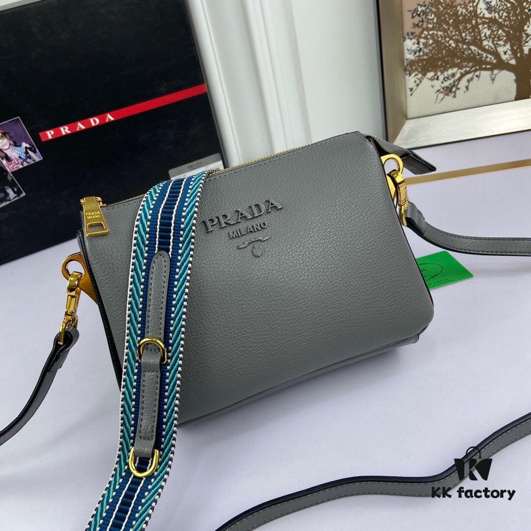 6930c10b6e68136f4d9af1ed New Prada Flip Shoulder Crossbody Bag Model 66136 with Two Straps, Striped Strap and Genuine Leather Women's Handbag, 2019 Summer Fashion Shoulder Bag