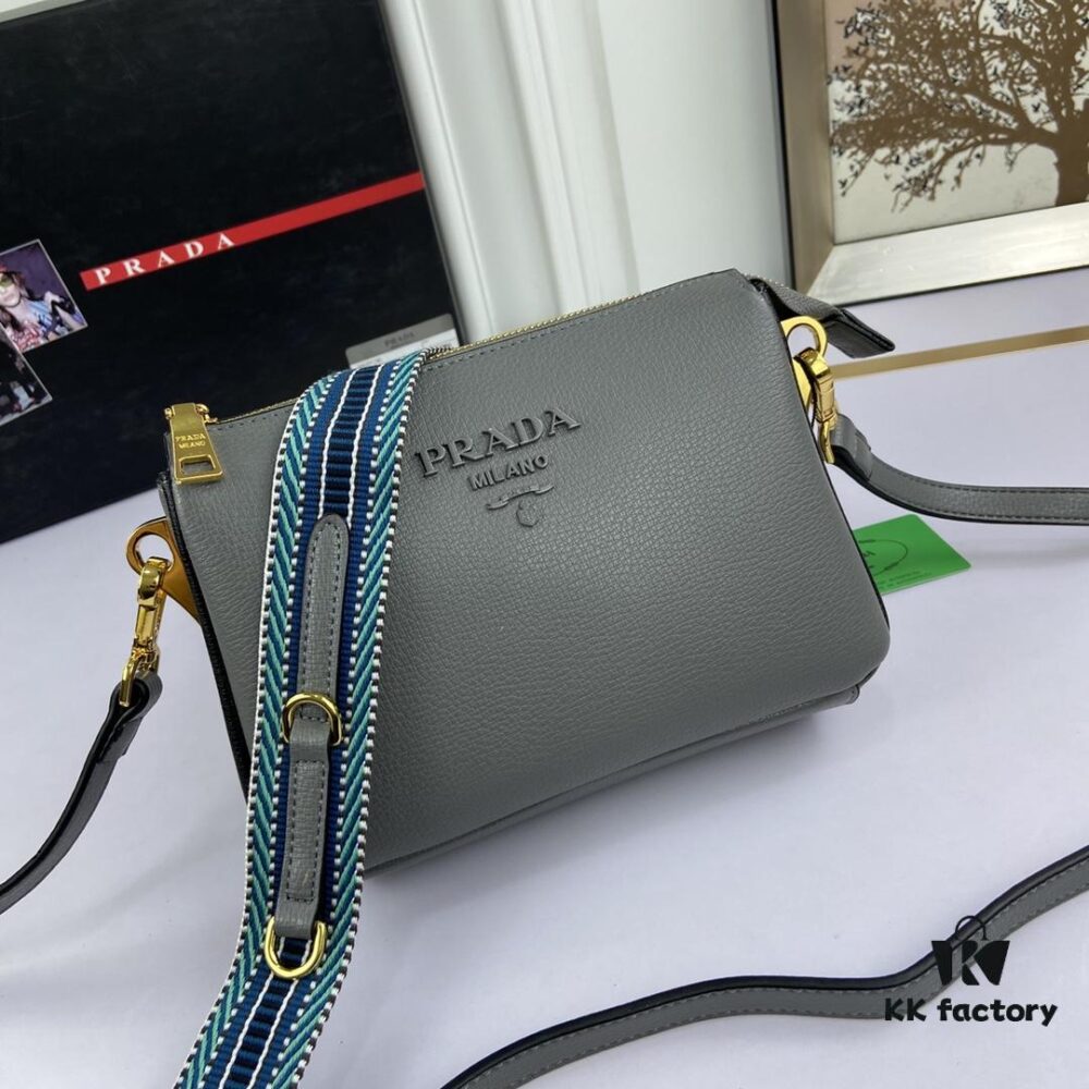 6930c11a6e68136f4d9af206 New Prada Flip Shoulder Crossbody Bag Model 66136 with Two Straps, Striped Strap Genuine Leather Handbag, 2019 Summer Fashion Women's Bag
