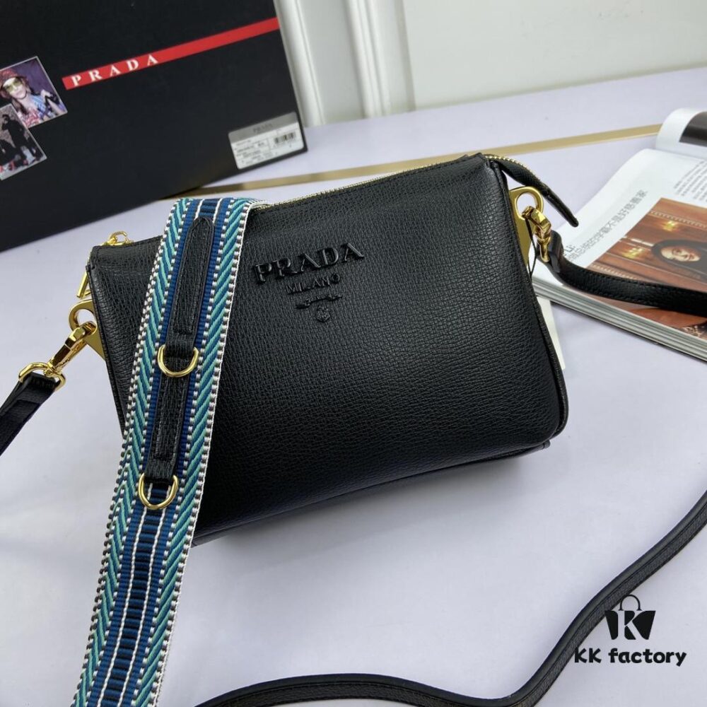 6930c11d6e68136f4d9af20d New Prada Flip Shoulder Crossbody Bag Model 66136 with Two Straps, Striped Strap and Genuine Leather Handbag, 2019 Summer Fashion Women's Bag