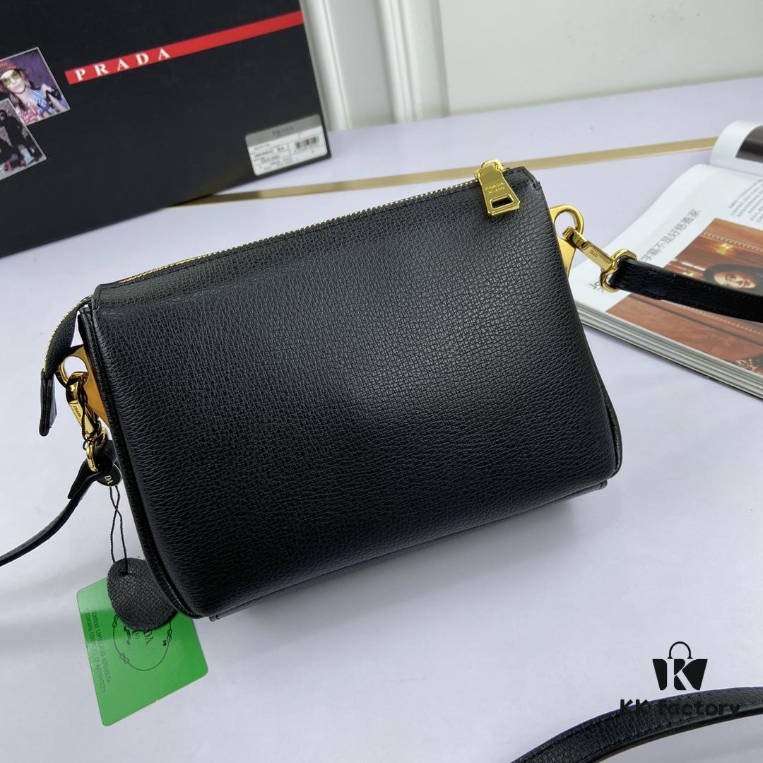 New Prada Flip Shoulder Crossbody Bag Model 66136 with Two Straps, Striped Strap and Genuine Leather Handbag, 2019 Summer Fashion Women's Bag