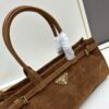6930c1956e68136f4d9af2ad PRADA New Arrival Matte Black Waxed Leather Tote Bag 2452