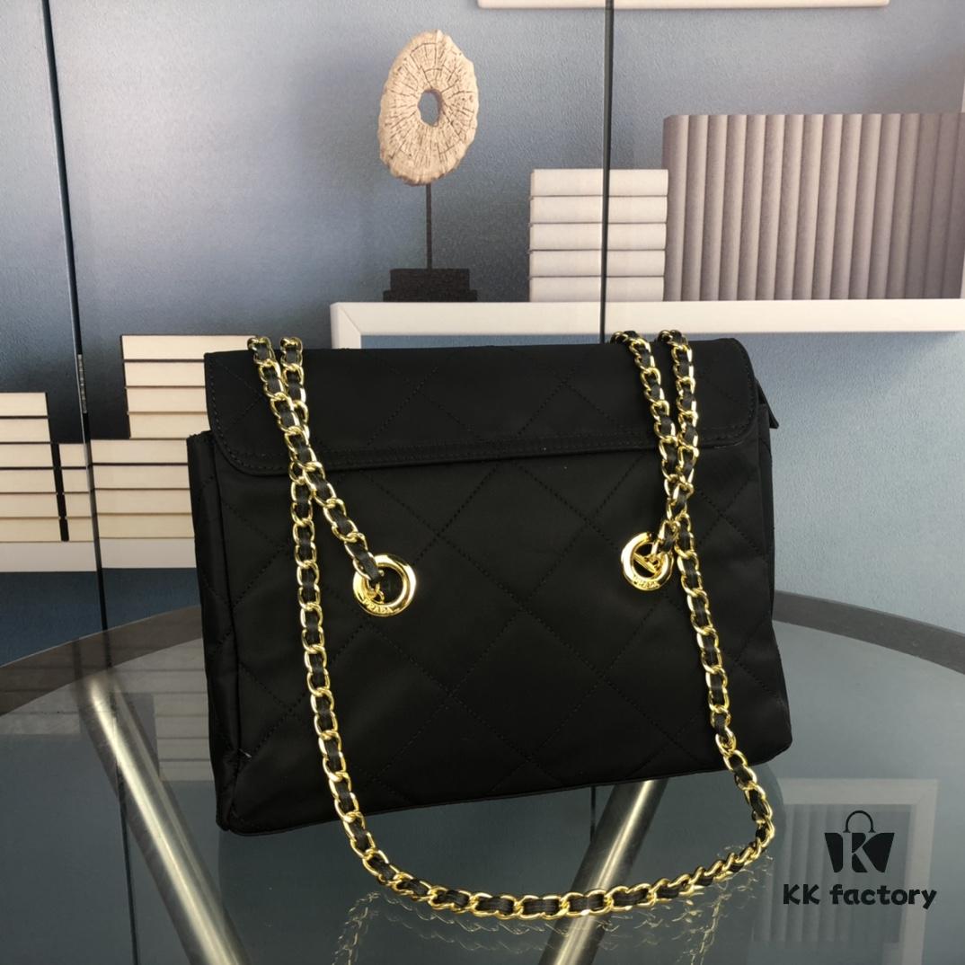 6930c1a06e68136f4d9af2bb PRADA Vintage Style Chain Bag, Original Parachute Fabric, Retro Fashion, Unisex Design, Size 29x23.6cm, Model No. 2689