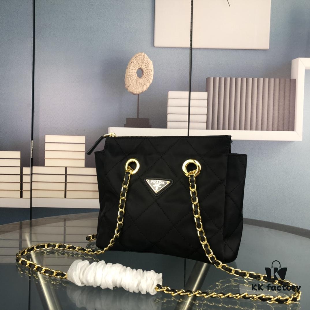 6930c1a86e68136f4d9af2c4 PRADA Vintage Chain Bag - Retro Style, Original Parachute Fabric, Authentic Hardware, Versatile Fashion Accessory