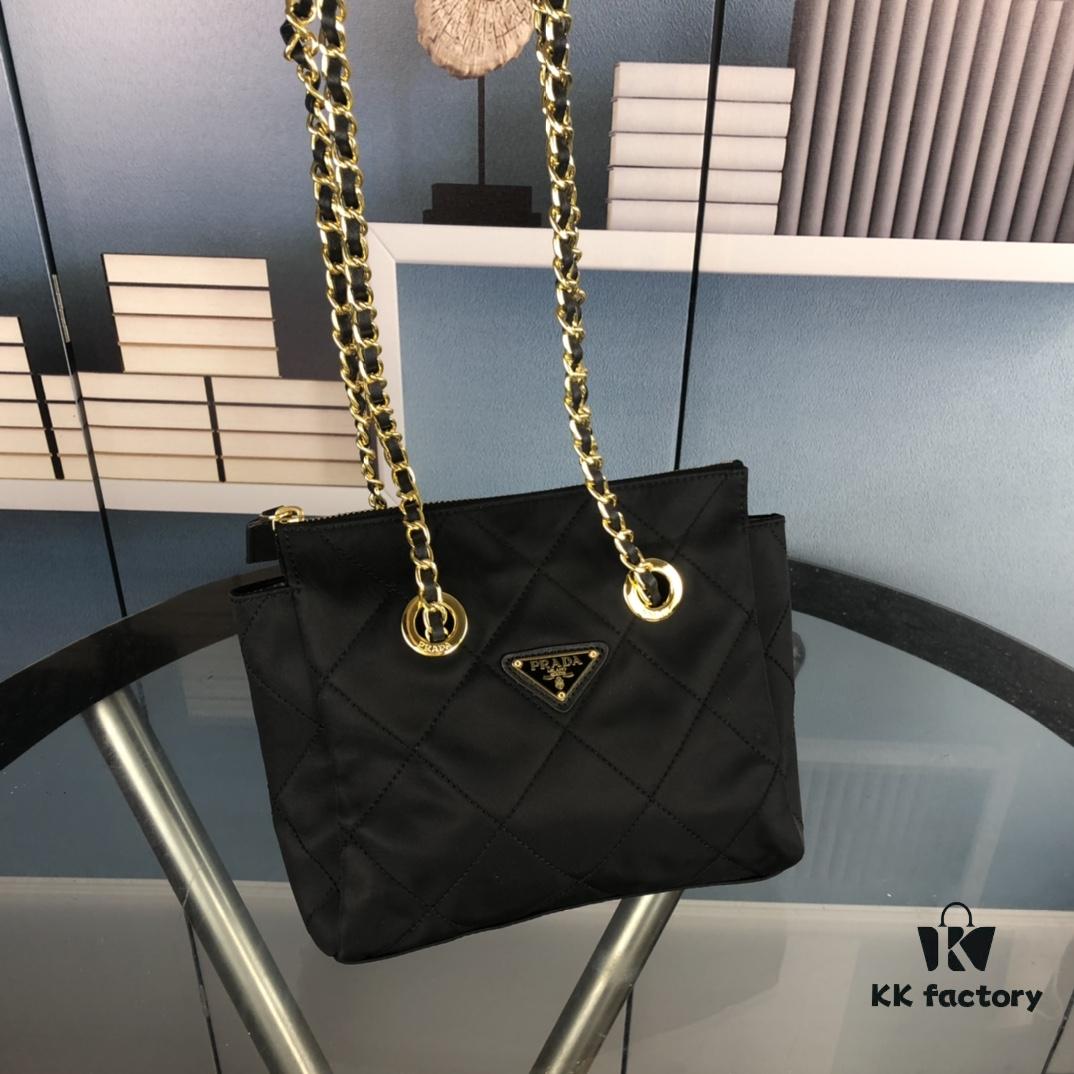 6930c1ac6e68136f4d9af2c8 PRADA Vintage Chain Bag - Retro Style, Original Parachute Fabric, Authentic Hardware, Versatile Fashion Accessory