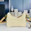 6930c1e36e68136f4d9af31f Beige Knitted Prada Underarm Handbag with Box