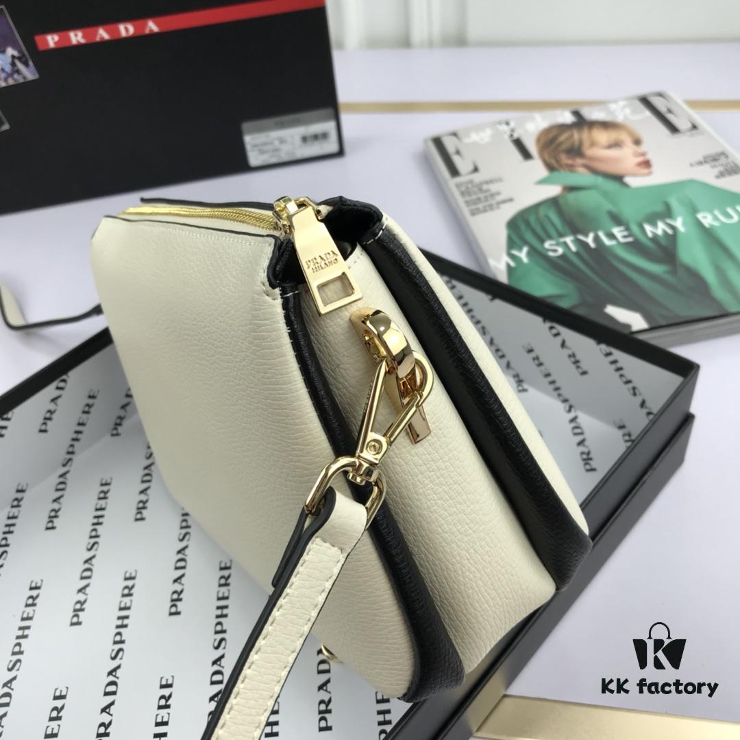 6930c1e96e68136f4d9af325 New Prada Flip Shoulder Crossbody Bag Model 66136 with Dual Straps, 2019 Summer New Fashion Women's Bag, Striped Strap Genuine Leather Handbag, 3 Compartments, Size 21-15-9cm