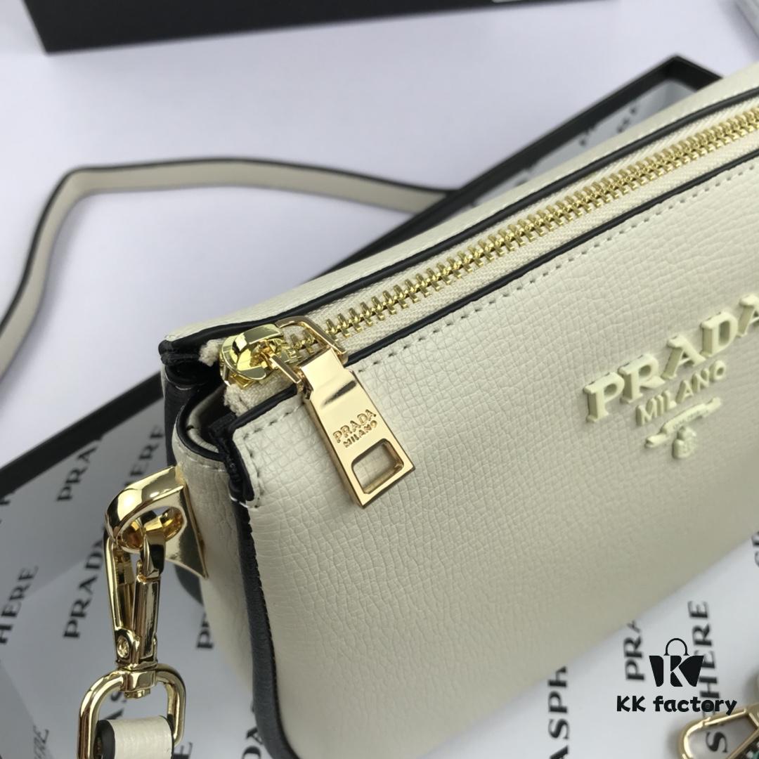 6930c1f26e68136f4d9af330 New Prada Flip Shoulder Crossbody Bag Model 66136 with Dual Straps, 2019 Summer New Fashion Women's Bag, Striped Strap Genuine Leather Handbag, 3 Compartments, Size 21-15-9cm