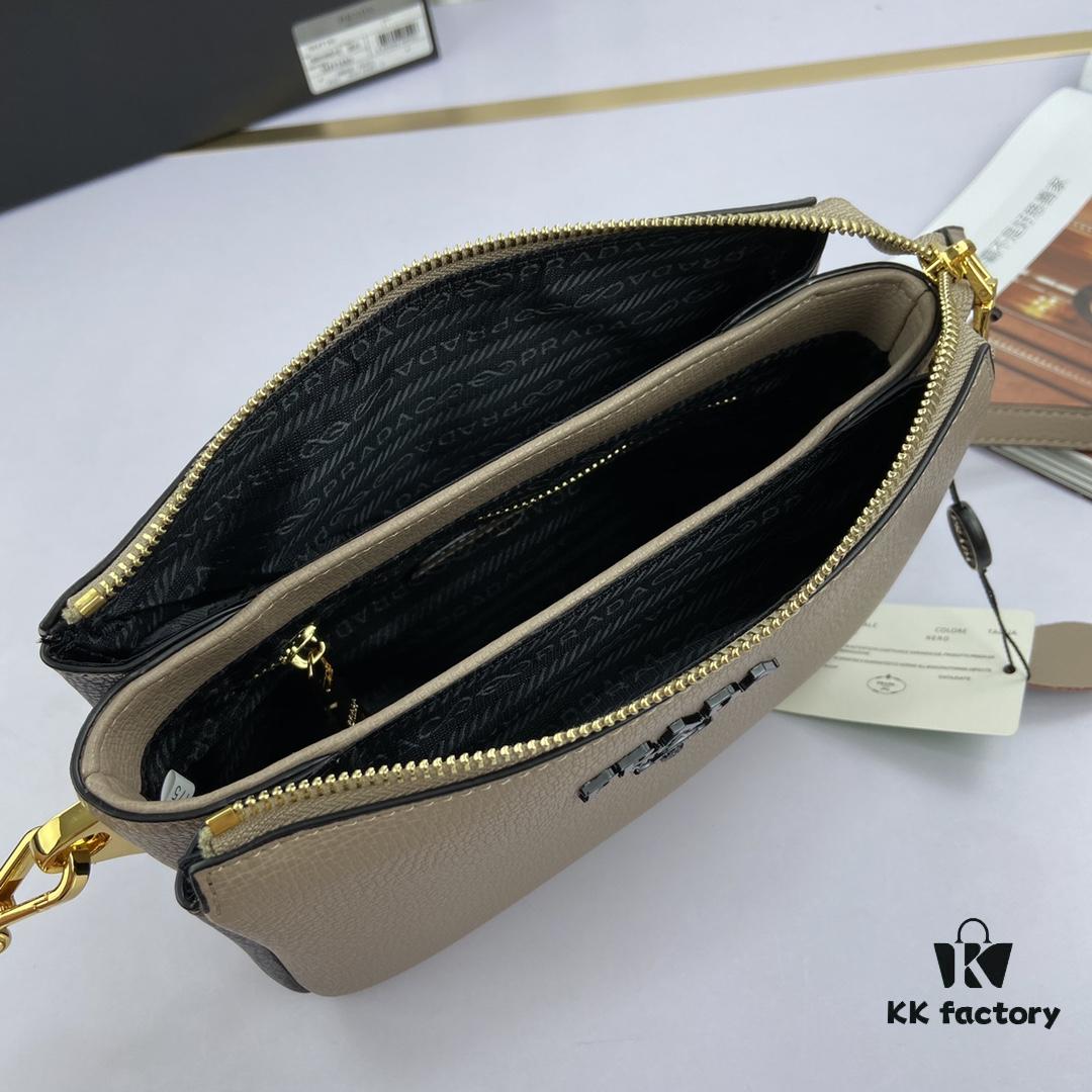 6930c1f36e68136f4d9af333 New Prada Flip Shoulder Crossbody Bag Model 66136 with Two Straps, Striped Strap and Genuine Leather Women's Handbag, 2019 Summer Fashion Collection