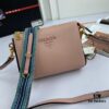 New Prada Flip Shoulder Crossbody Bag Model 66136 with Two Straps, Striped Strap Genuine Leather Handbag, 2019 Summer Fashion Women's Bag