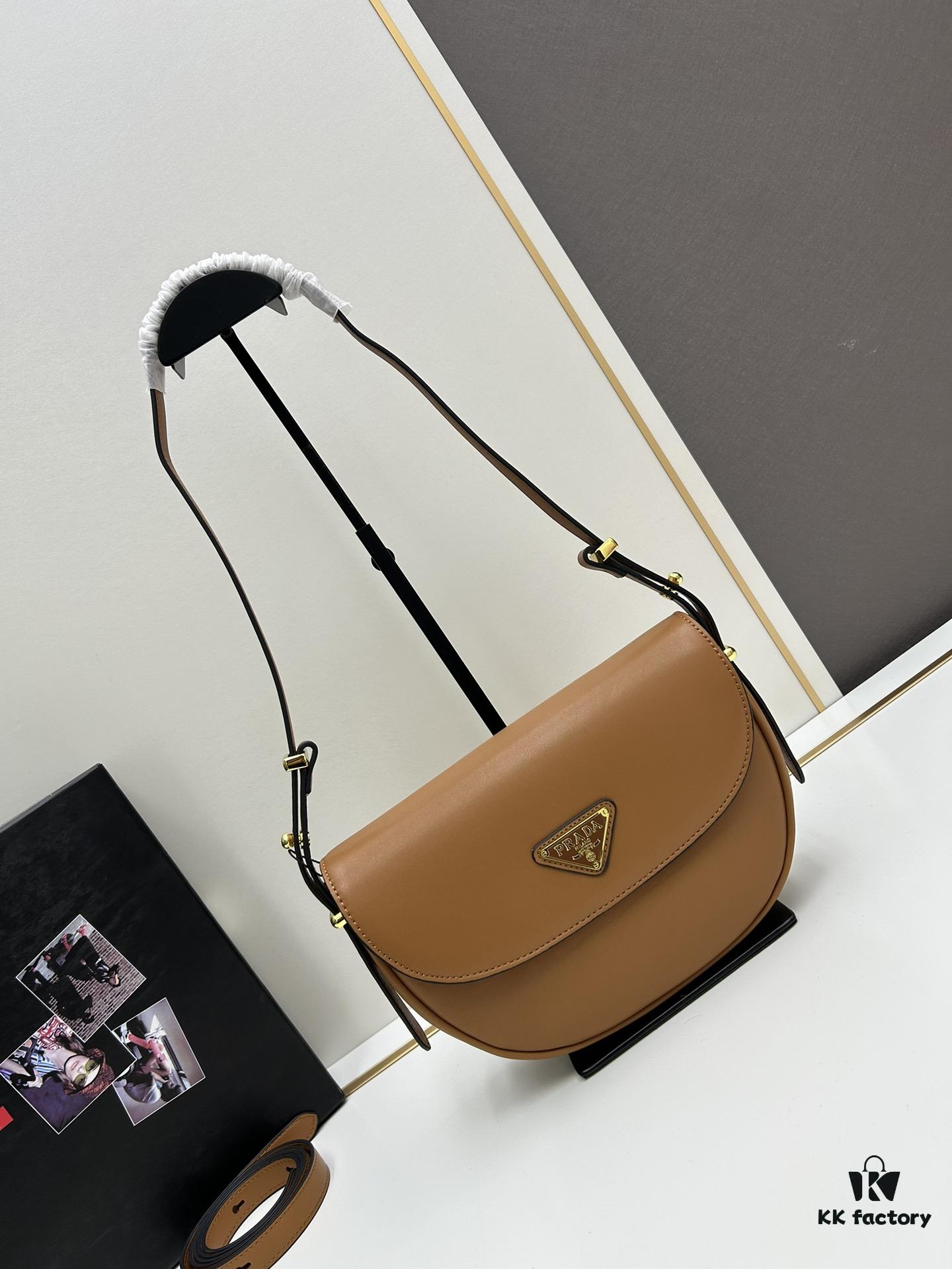 6930c25f6e68136f4d9af3a4 Prada Classic Leather Crossbody Bag with Metal Logo for Women, Arqué Collection, Includes Box