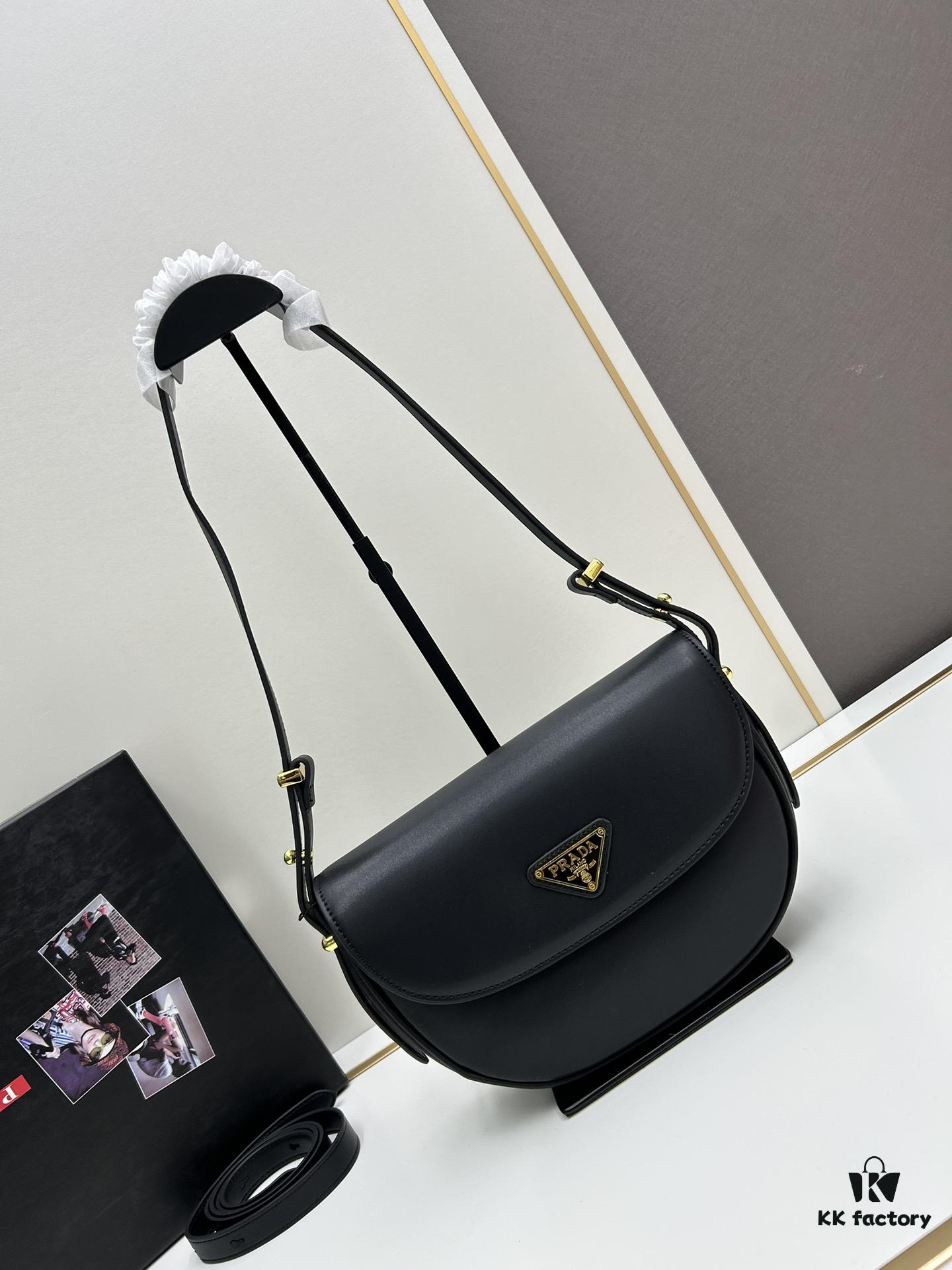 6930c2616e68136f4d9af3a7 Box Included Authentic French Purchase Prada Arqué Leather Crossbody Bag for Women with Classic Metal Logo, 23-16-6 cm