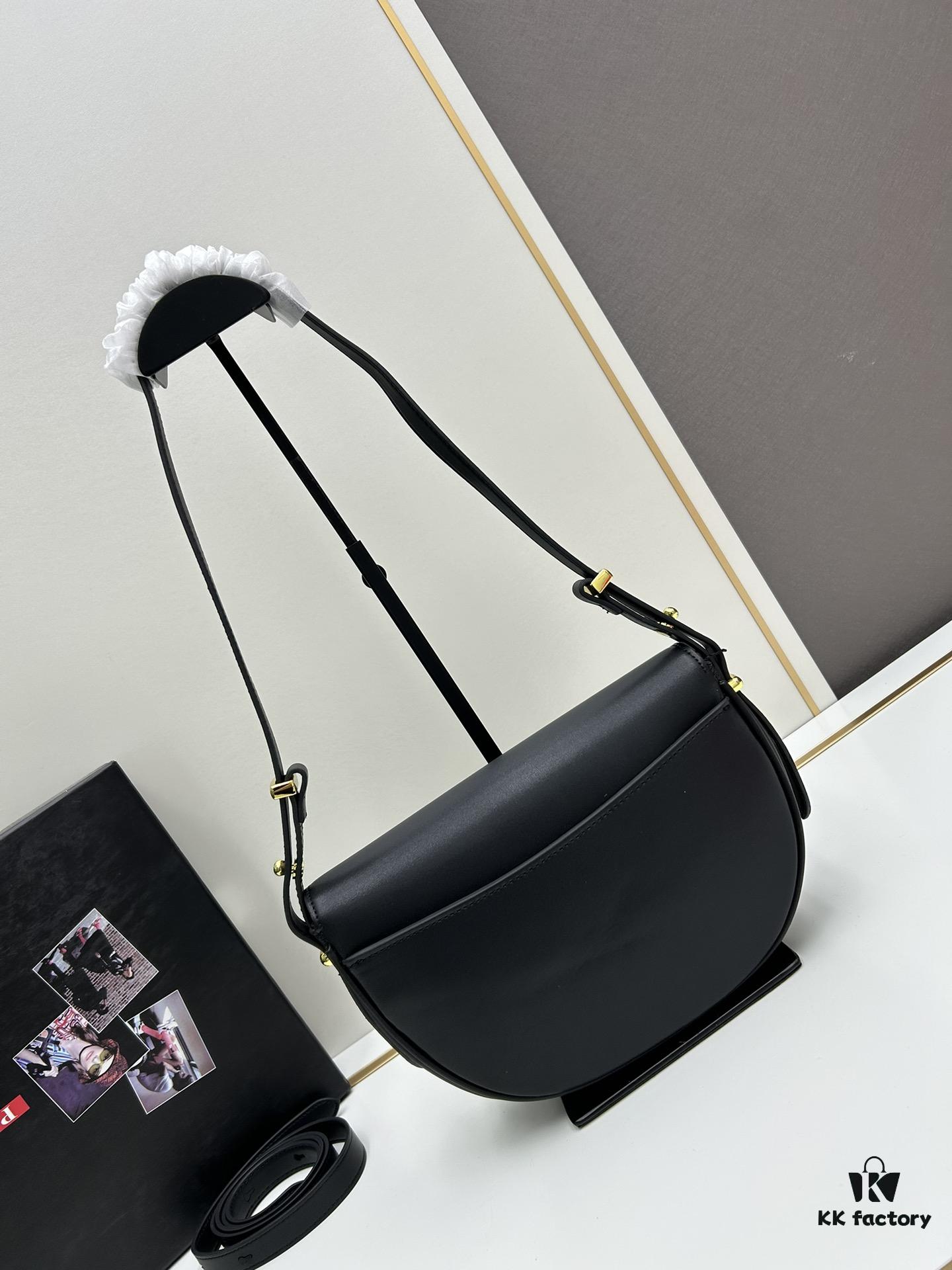 6930c2626e68136f4d9af3a8 Box Included Authentic French Purchase Prada Arqué Leather Crossbody Bag for Women with Classic Metal Logo, 23-16-6 cm