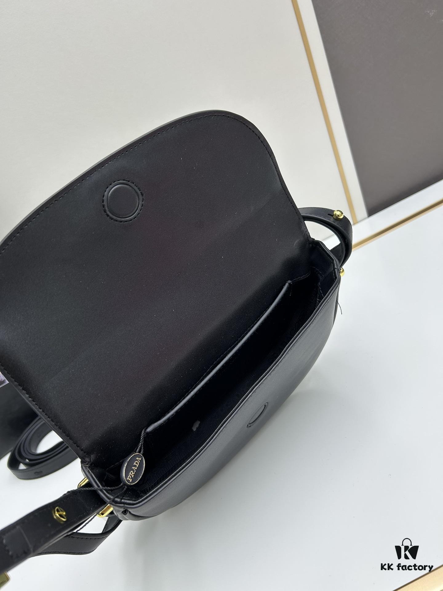 6930c2676e68136f4d9af3ab Box Included Authentic French Purchase Prada Arqué Leather Crossbody Bag for Women with Classic Metal Logo, 23-16-6 cm