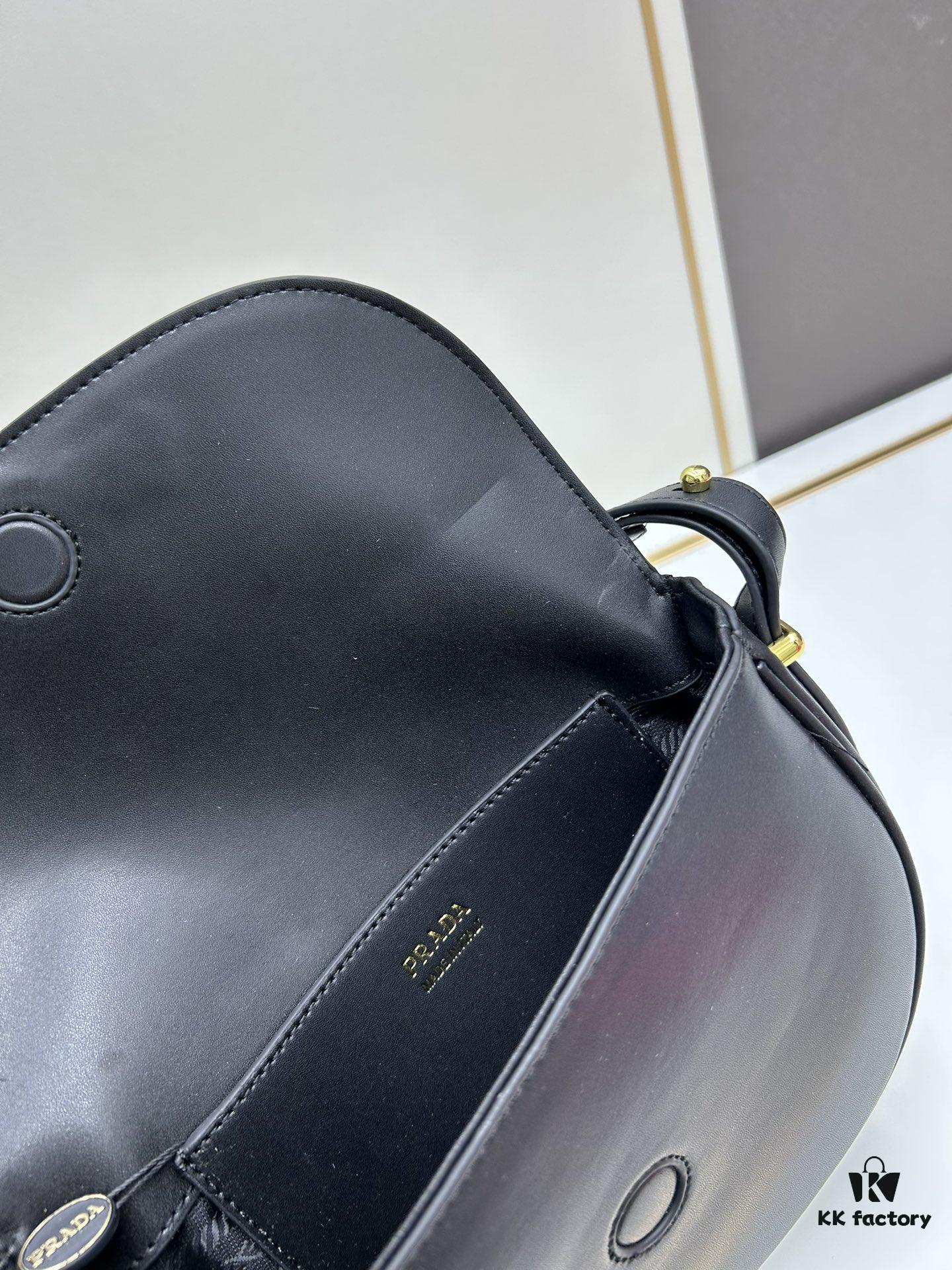 6930c2696e68136f4d9af3ad Box Included Authentic French Purchase Prada Arqué Leather Crossbody Bag for Women with Classic Metal Logo, 23-16-6 cm