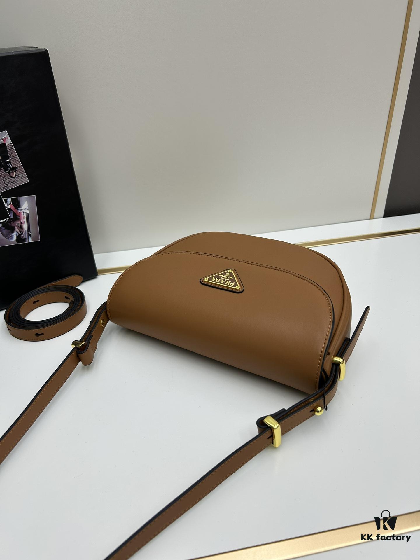 6930c26d6e68136f4d9af3b0 Prada Classic Leather Crossbody Bag with Metal Logo for Women, Arqué Collection, Comes with Box
