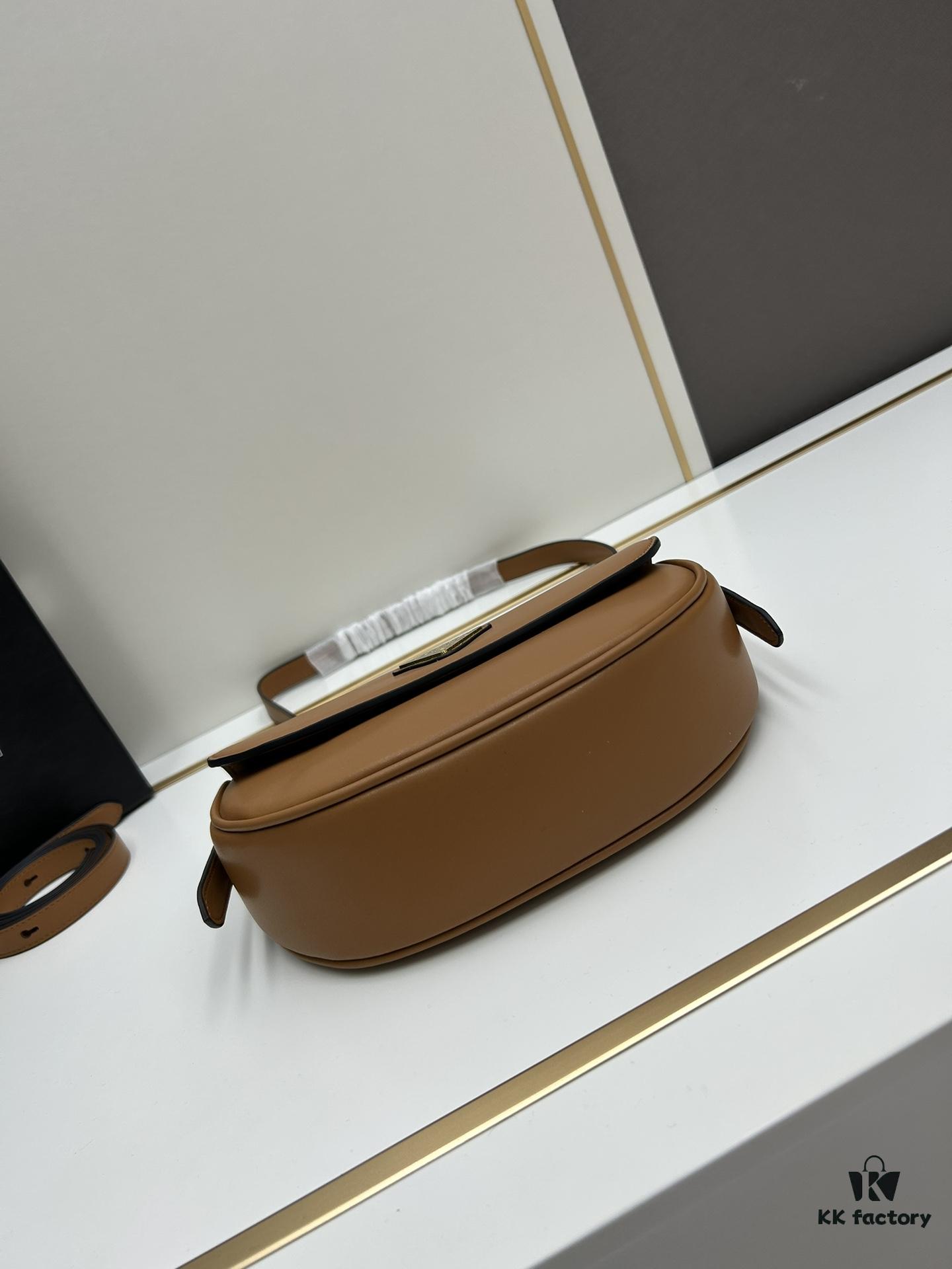 6930c26f6e68136f4d9af3b1 Prada Classic Leather Crossbody Bag with Metal Logo for Women, Arqué Collection, Comes with Box