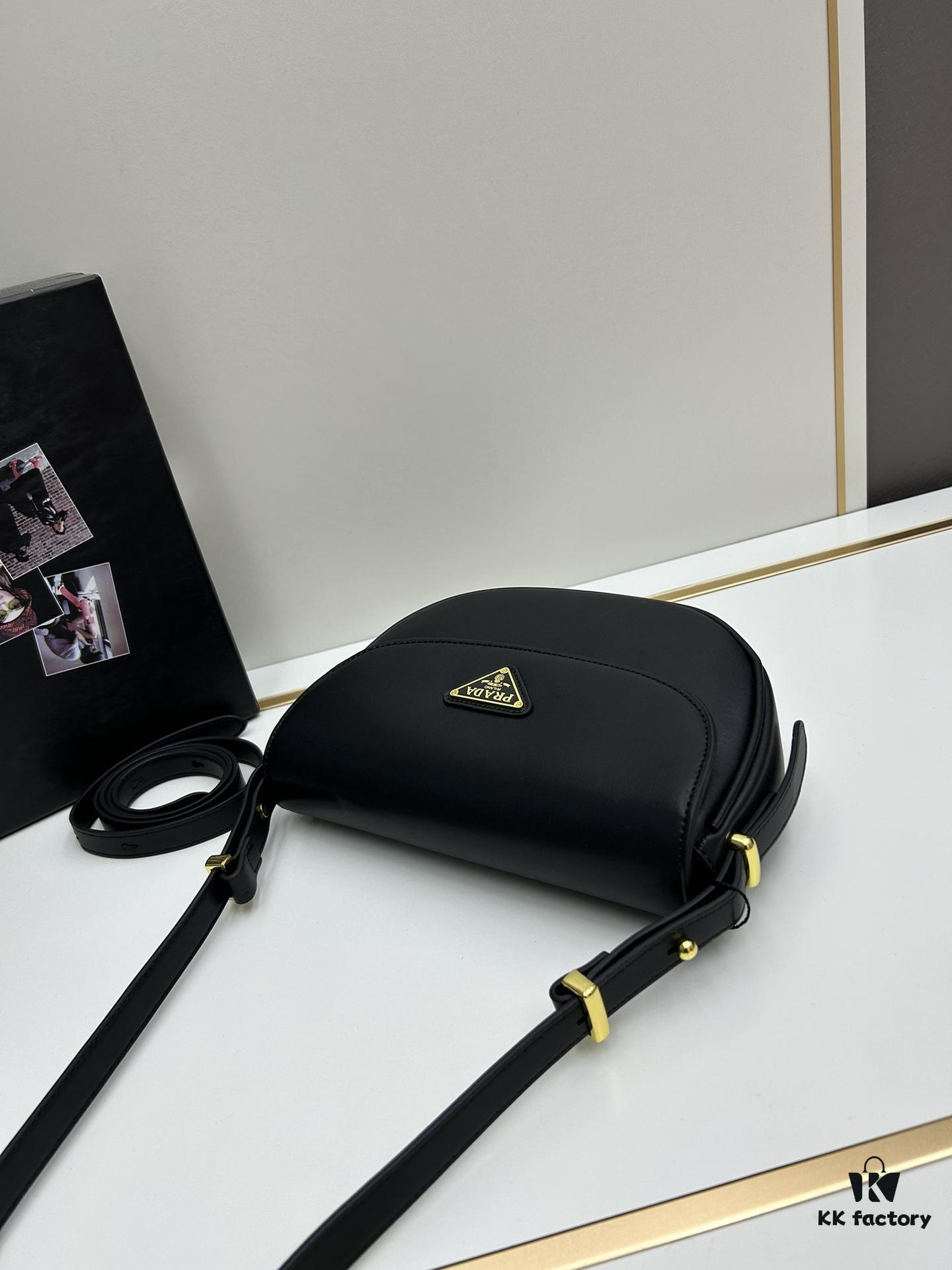 6930c2706e68136f4d9af3b3 Box Included Authentic French Purchase Prada Arqué Leather Crossbody Bag for Women with Classic Metal Logo, 23-16-6 cm