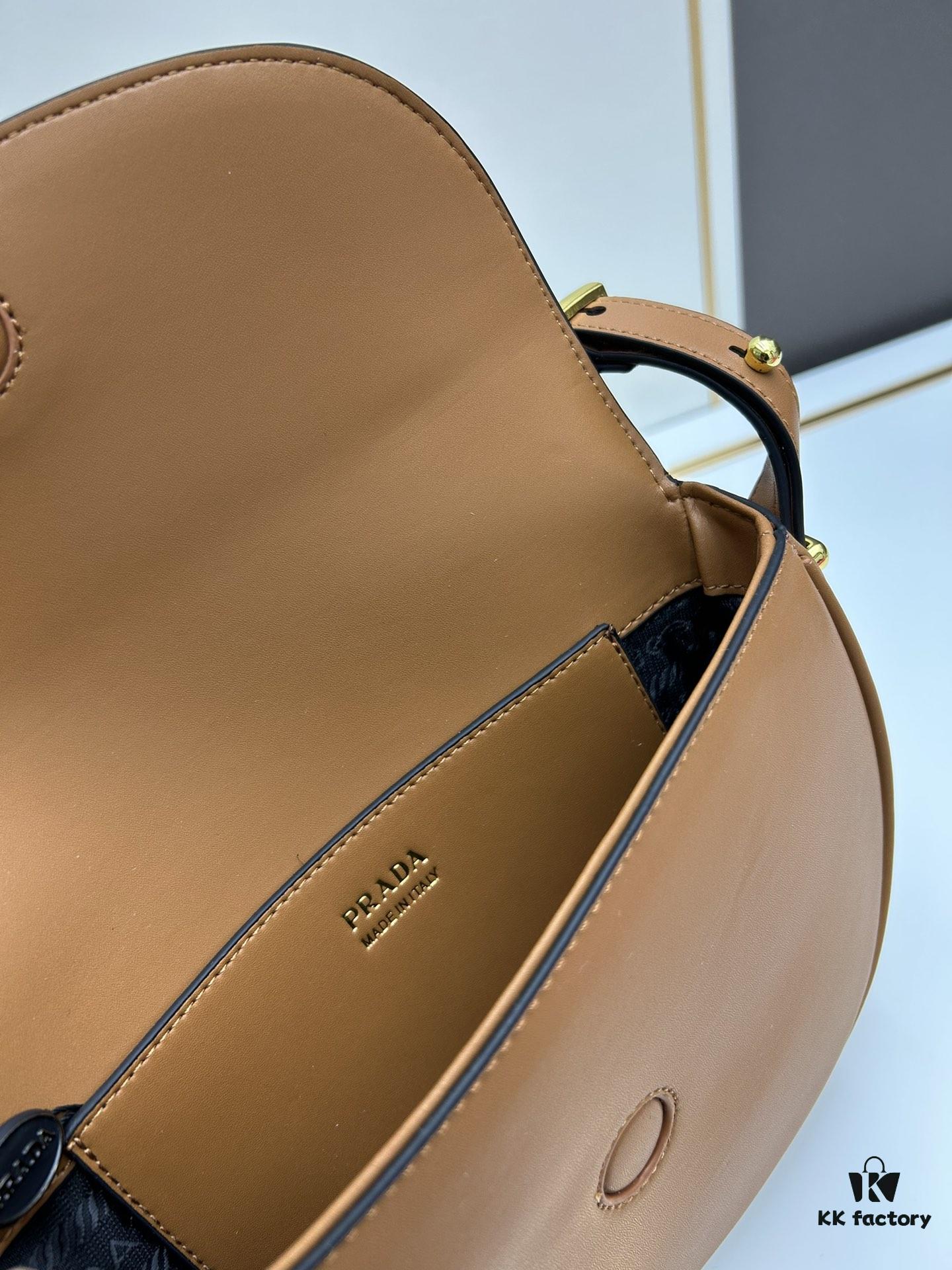 6930c2736e68136f4d9af3b6 Prada Classic Leather Crossbody Bag with Metal Logo for Women, Arqué Collection, Comes with Box