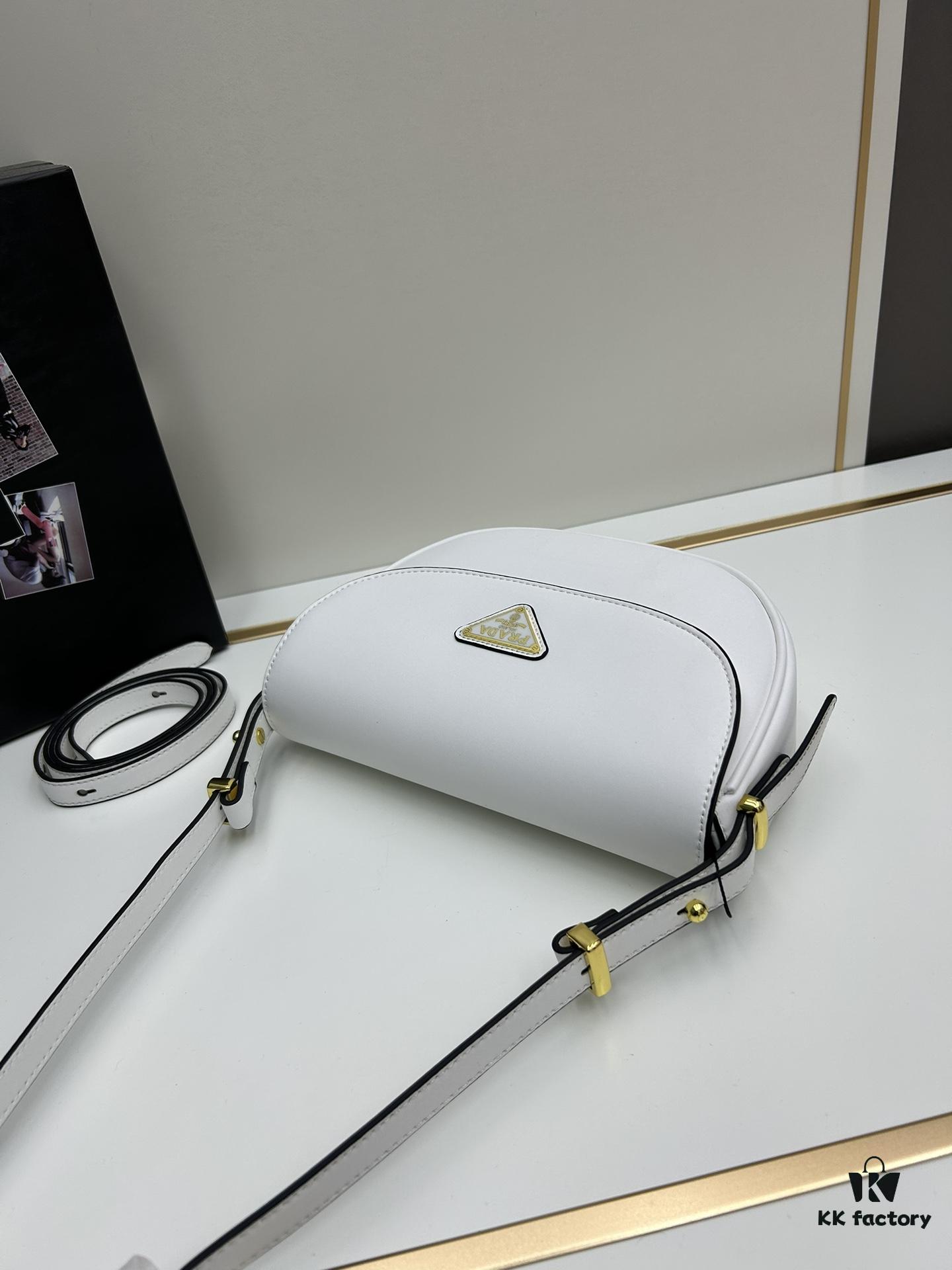 6930c27d6e68136f4d9af3c1 Box Included Authentic French Purchase Prada Arqué Leather Crossbody Bag for Women with Metal Logo, 23-16-6 cm