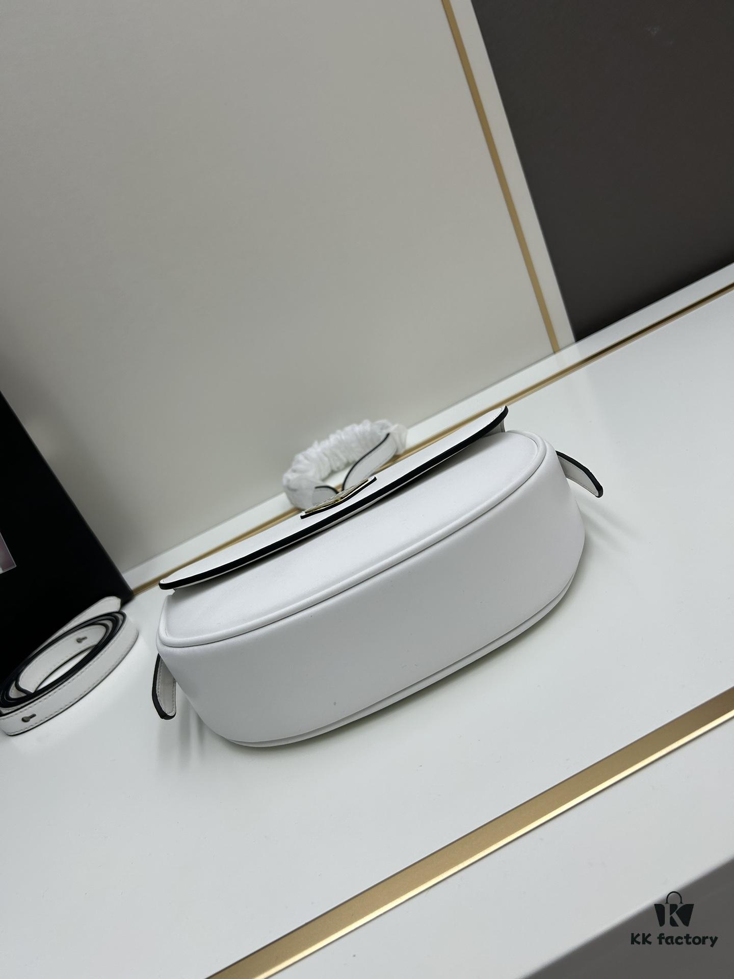 6930c27e6e68136f4d9af3c2 Box Included Authentic French Purchase Prada Arqué Leather Crossbody Bag for Women with Metal Logo, 23-16-6 cm