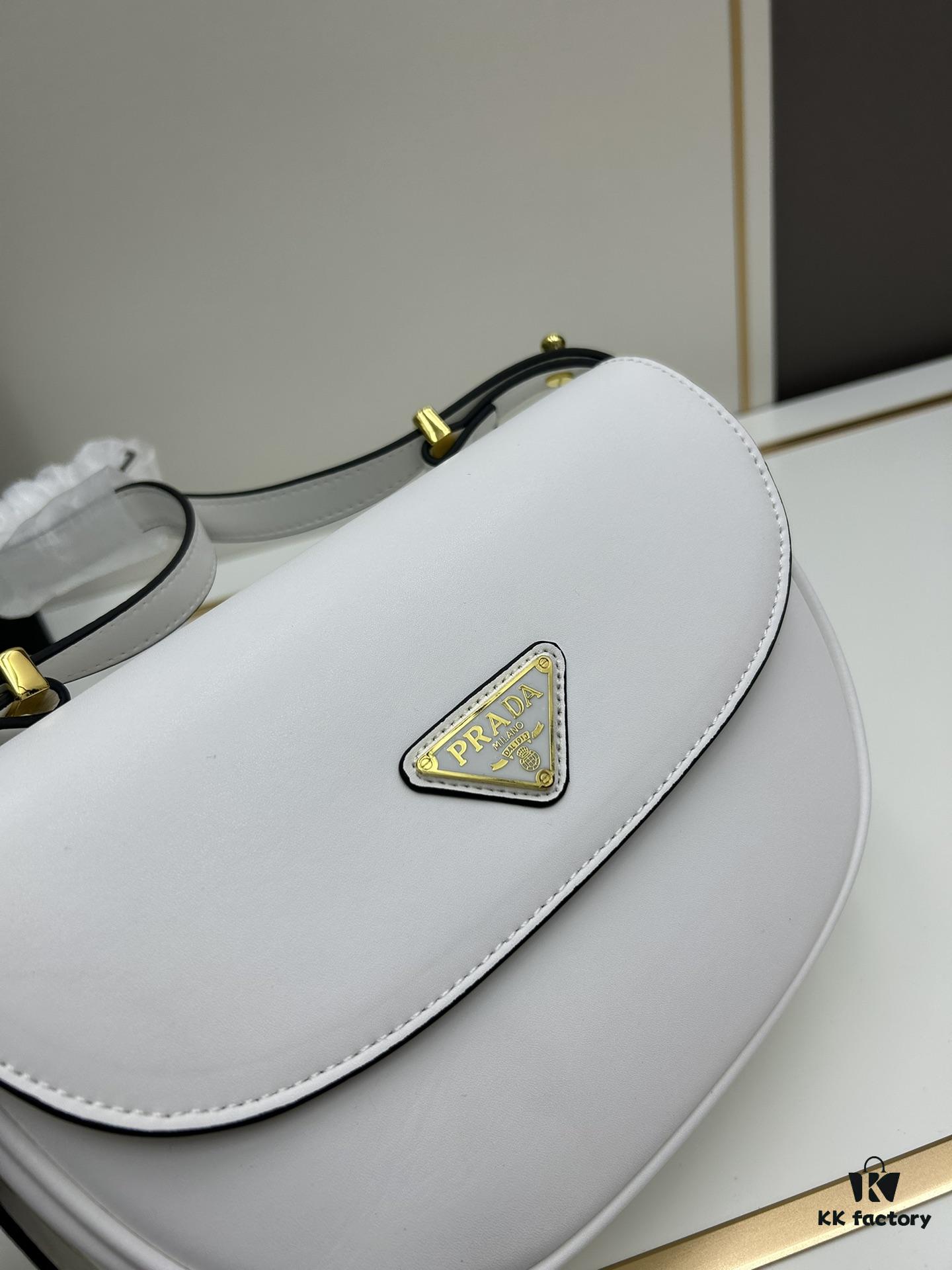 6930c27f6e68136f4d9af3c3 Box Included Authentic French Purchase Prada Arqué Leather Crossbody Bag for Women with Metal Logo, 23-16-6 cm