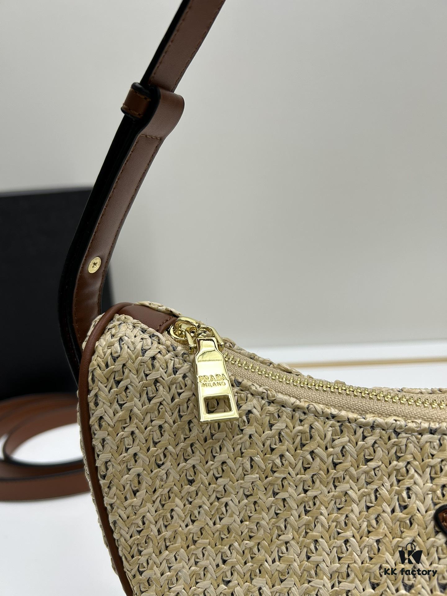 Prada Woven Straw Hobo Bag with Box