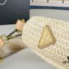 6930c2c06e68136f4d9af435 Prada Raffia Woven Triangle Bag with Box, 3D Logo, Lightweight Structured Design, Thin Strap, Adjustable Double Lengths, Can Be Worn as Crossbody, Shoulder or Underarm Bag, Includes Metal Chain for Elevated Elegance, Handheld Style, Size 25x13x10, Model No. 2425
