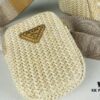 6930c2c16e68136f4d9af436 Prada Raffia Woven Triangle Bag with Box, 3D Logo, Lightweight Structured Design, Thin Strap, Adjustable Double Lengths, Can Be Worn as Crossbody, Shoulder or Underarm Bag, Includes Metal Chain for Elevated Elegance, Handheld Style, Size 25x13x10, Model No. 2425