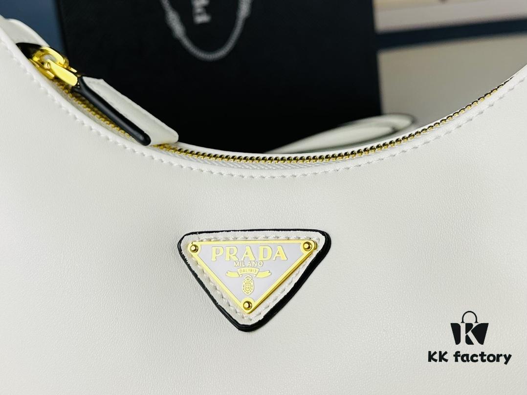 6930c3036e68136f4d9af4c0 New Prada 1BH913 Moon / Crescent Bag with Box - Calfskin and Pale Gold Tone