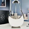 6930c3036e68136f4d9af4c1 New Prada 1BH913 Moon / Crescent Bag with Box - Calfskin and Pale Gold Tone