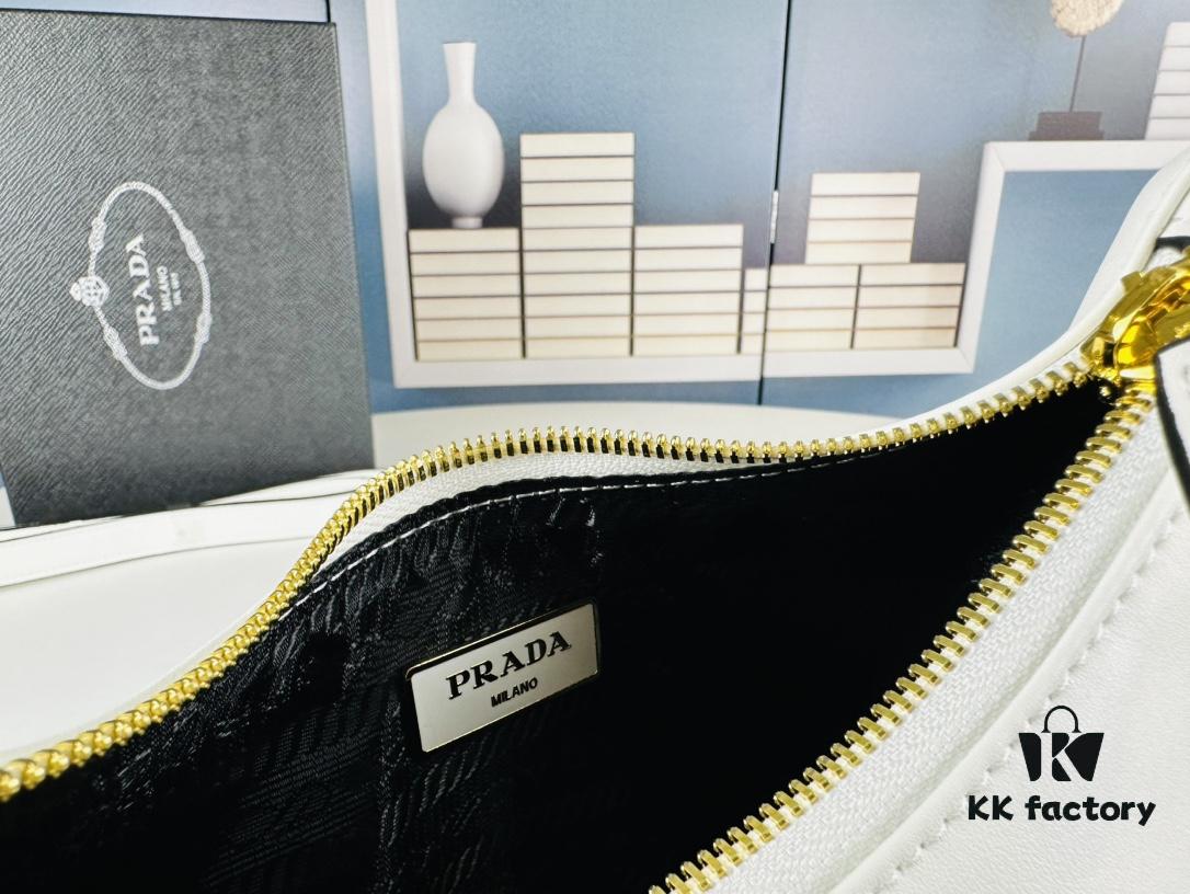 6930c3066e68136f4d9af4c5 New Prada 1BH913 Moon / Crescent Bag with Box - Calfskin and Pale Gold Tone