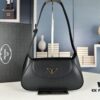 6930c3066e68136f4d9af4c6 2024 Spring Prada Small Genuine Leather Shoulder Bag, Model 819, Elegant Oval Design with Gold Logo