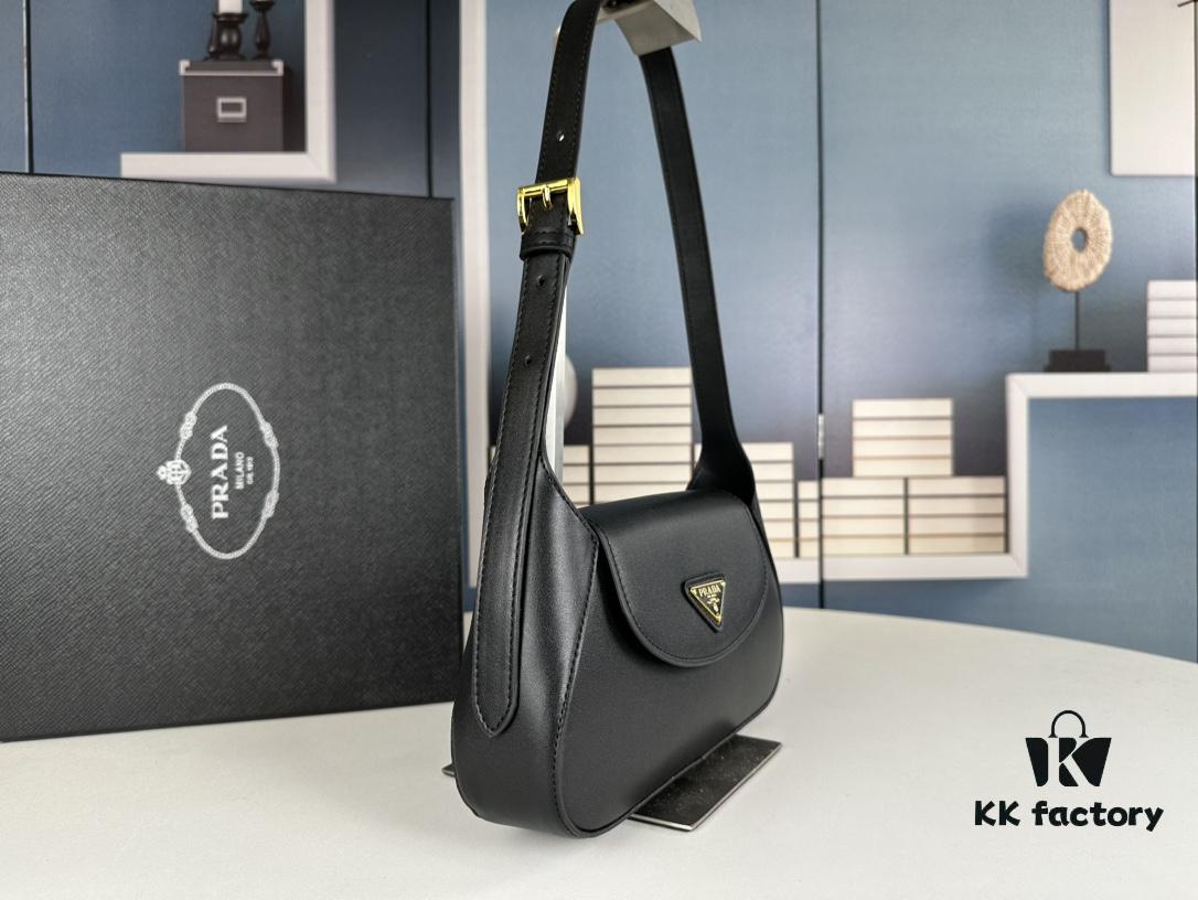 6930c3076e68136f4d9af4c8 2024 Spring Prada Small Genuine Leather Shoulder Bag, Model 819, Elegant Oval Design with Gold Logo