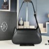 6930c3076e68136f4d9af4c9 2024 Spring Prada Small Genuine Leather Shoulder Bag, Model 819, Elegant Oval Design with Gold Logo