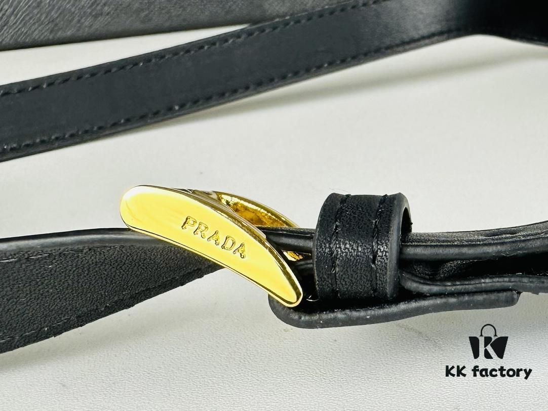 6930c3086e68136f4d9af4ca 2024 Spring Prada Small Genuine Leather Shoulder Bag, Model 819, Elegant Oval Design with Gold Logo